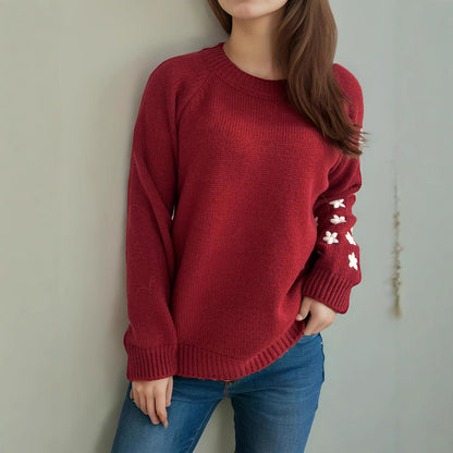 Damen Strickpullover Floral Lässig Eveloria - Eveloria