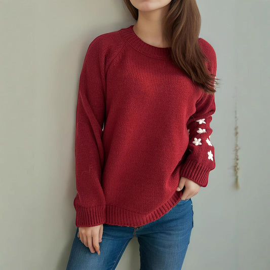 Damen Strickpullover Floral Lässig Eveloria - Eveloria