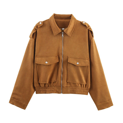 Damen Outdoorjacke Lässig Reißverschluss Große Taschen