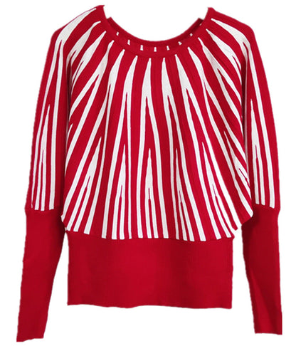 Damen Strickpullover Asymmetrisches Linienmuster Eveloria