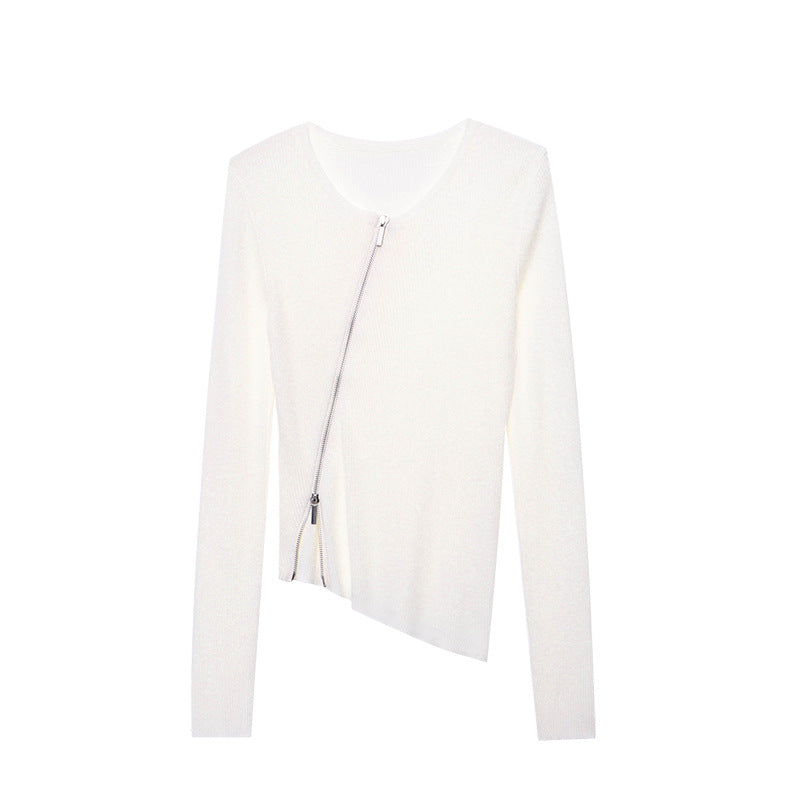 Damen Strickpullover Reißverschluss Slim Fit Eveloria