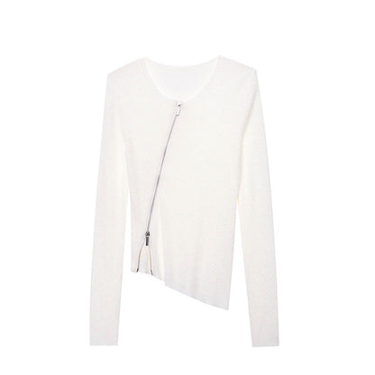Damen Strickpullover Reißverschluss Slim Fit Eveloria