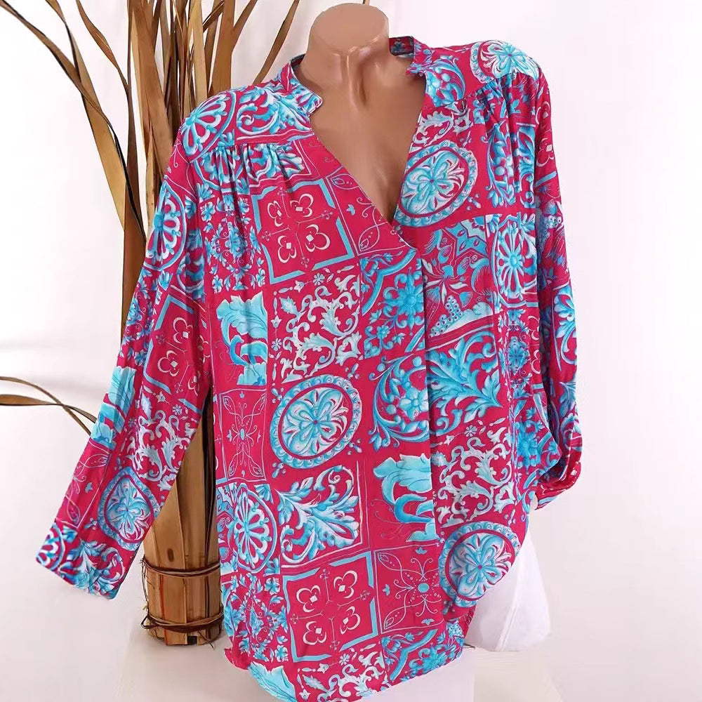 Damen Bluse Floralmuster Lässiger Schnitt