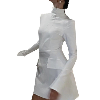 Eveloria Damenkleid Hochkragen Mit Taschen