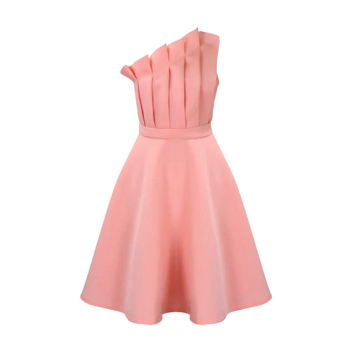 Damen One-Shoulder-Kleid Ausgestellter Schnitt