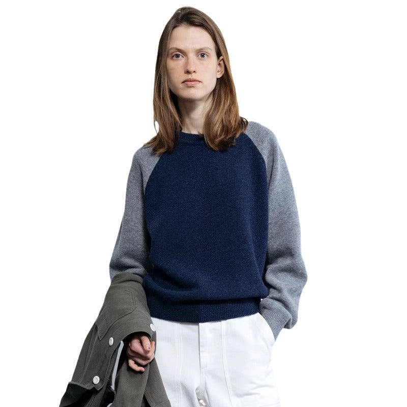 Damen Strickpullover Sportlich Raglanärmel Eveloria