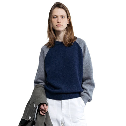 Damen Strickpullover Sportlich Raglanärmel Eveloria