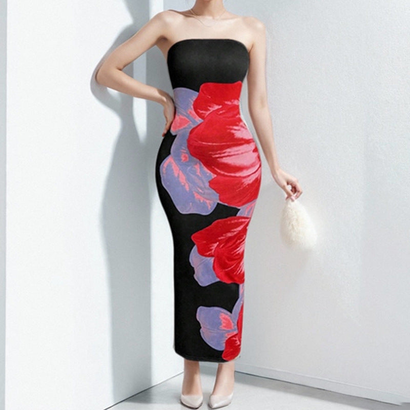 Damen Langkleid Floralmuster Eveloria