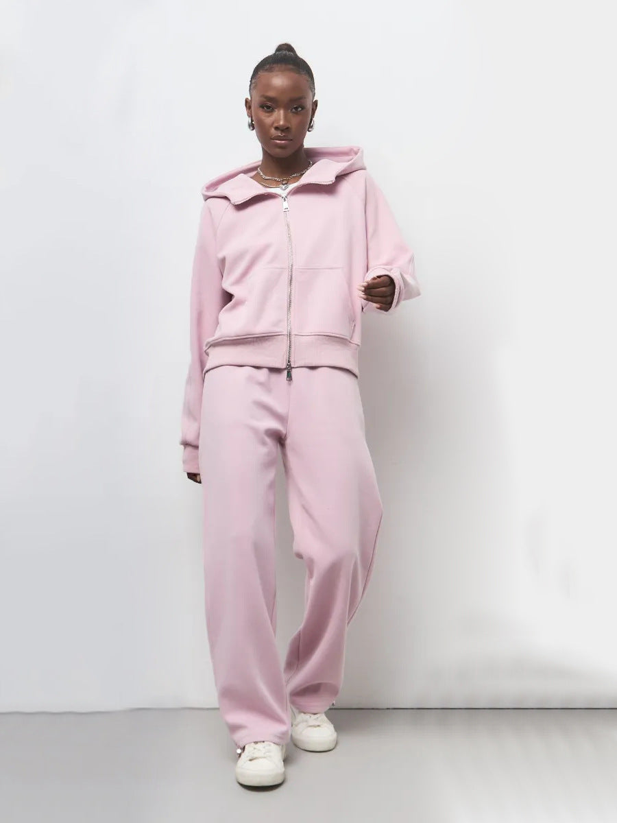 Damen Fleece-Jogginganzug mit Reißverschluss und Taschen