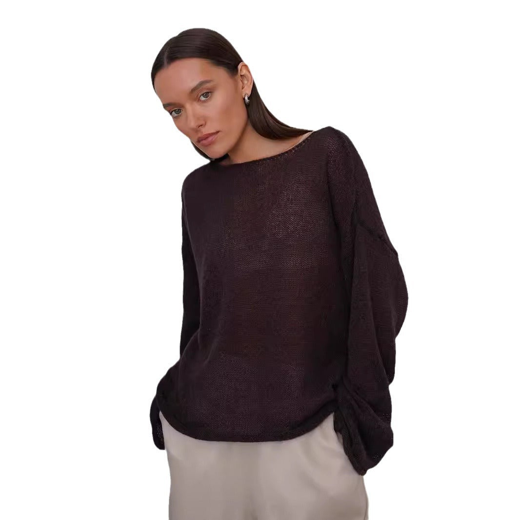 Damen Strickpullover Weites Design Luftiger Look Eveloria