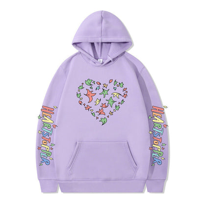 Damen Kapuzenpullover Herz- und Blattmotiv Eveloria