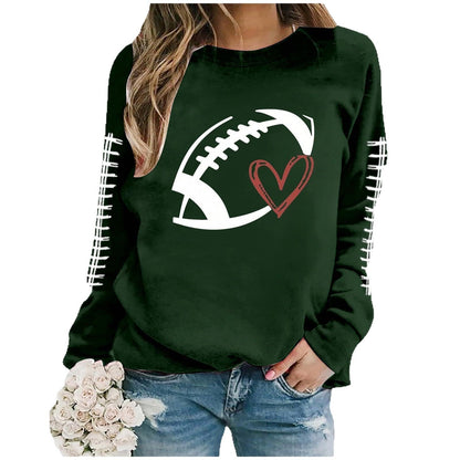 Damen Sweatshirt Fußball-Motiv Lässiger Schnitt Grau Eveloria