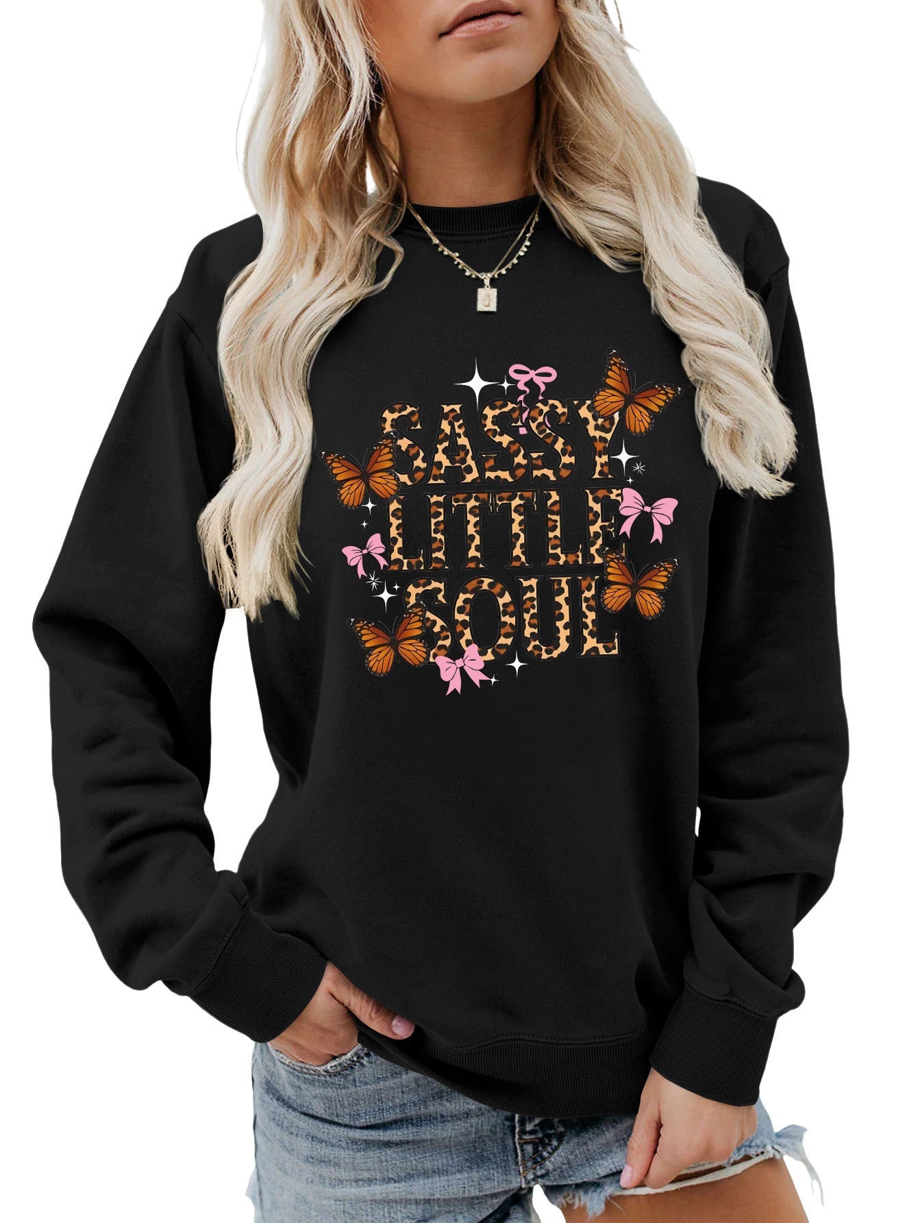 Damen Sweatshirt Schmetterlingsdesign Eveloria