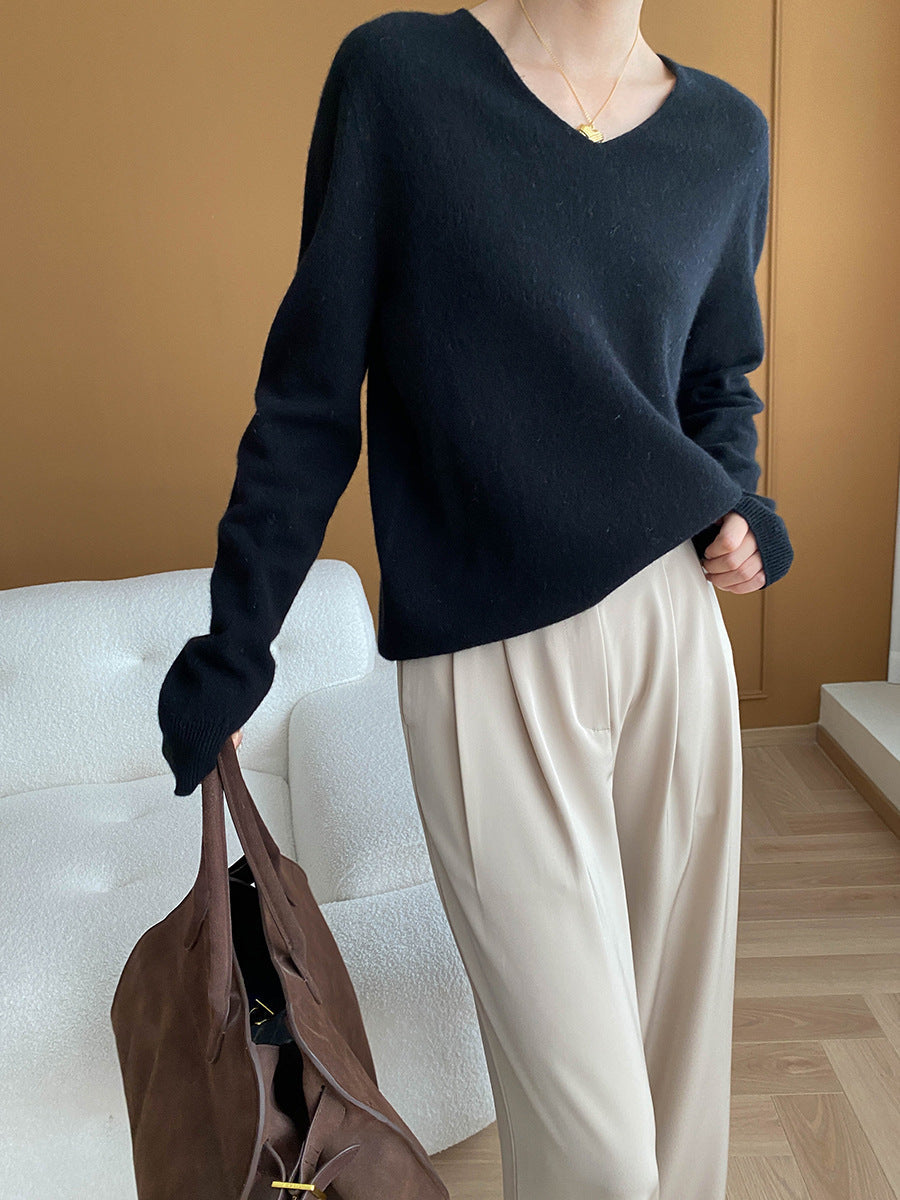 Damen Pullover V-Ausschnitt Weich Evelyn