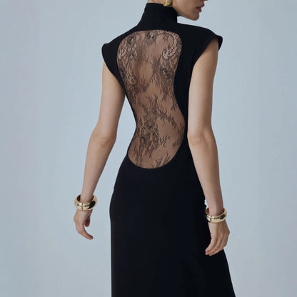 Damen Minikleid Spitzenbesatz Glitzer Ärmel