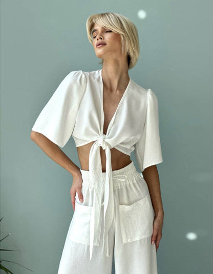 Damen Crop- und High-Waist-Hose Set