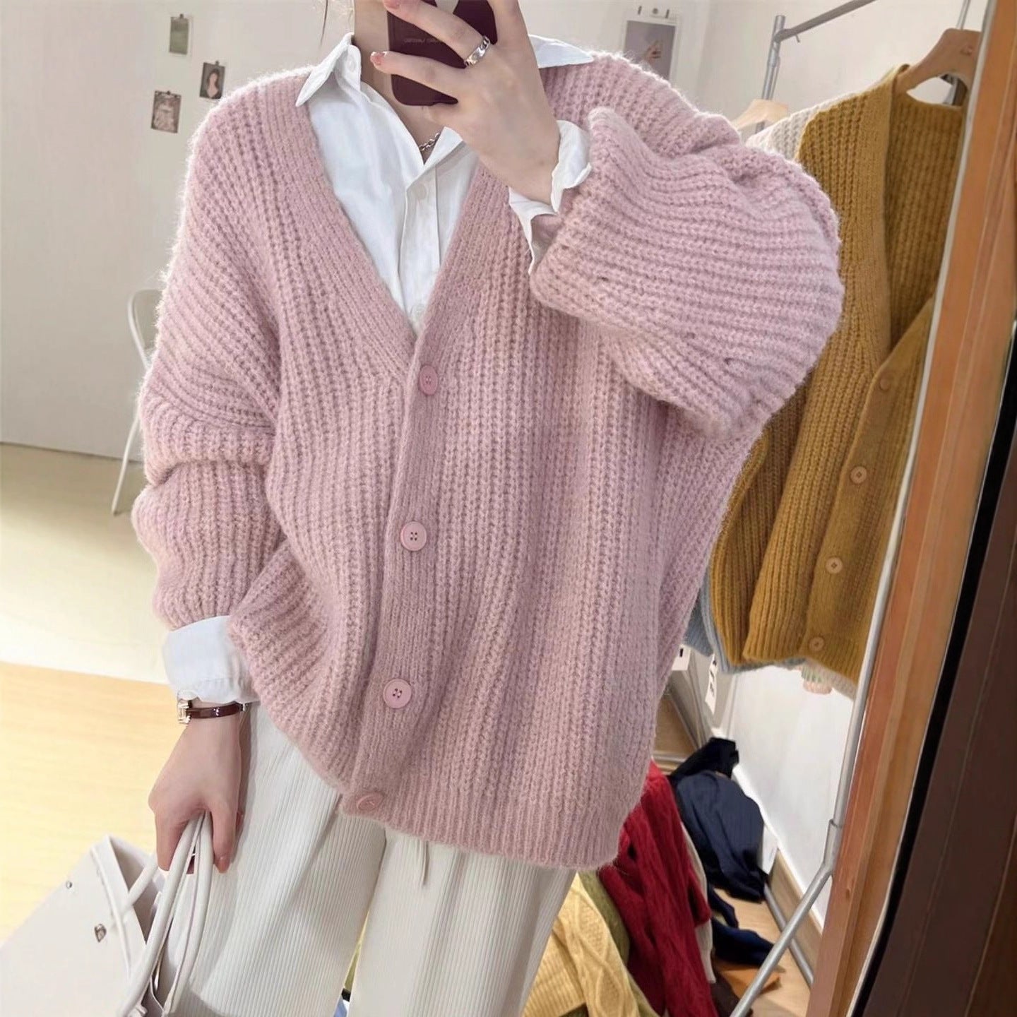 Damen Strickcardigan Oversized Kuschelig Grau Eveloria - Eveloria
