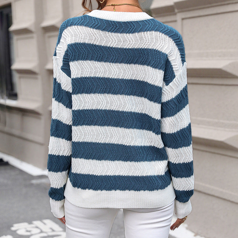Damen Strickpullover Modern Streifen Lässig