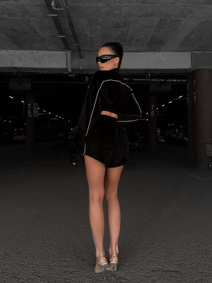 Damen Sportliches Oversized-Set mit Shorts und lockerer Jacke