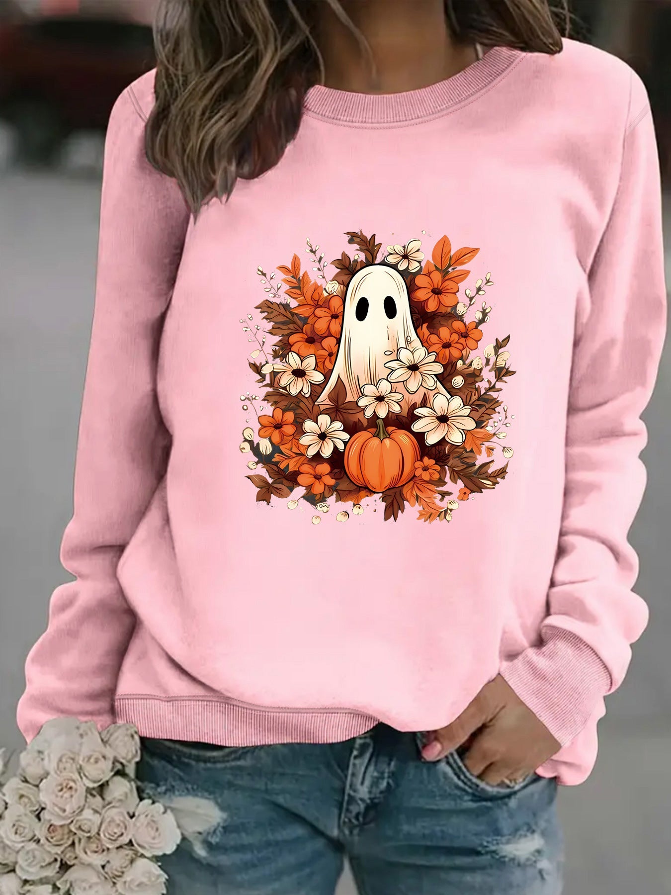 Damen Sweatshirt Herbstmotiv Gruselig Eveloria