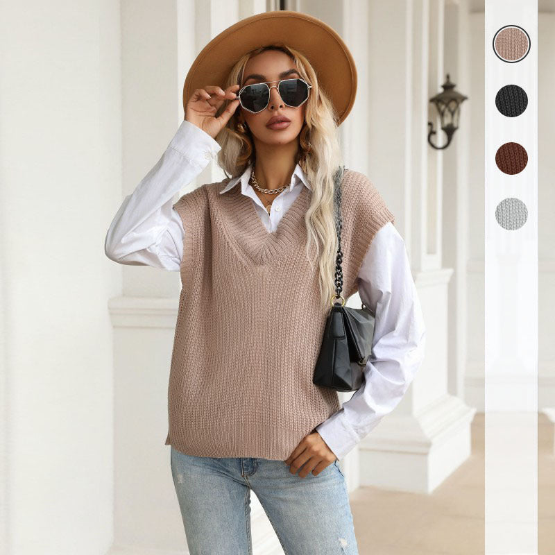 Damen Wickelstrickpullover V-Ausschnitt Voluminöse Ärmel Eveloria - Eveloria