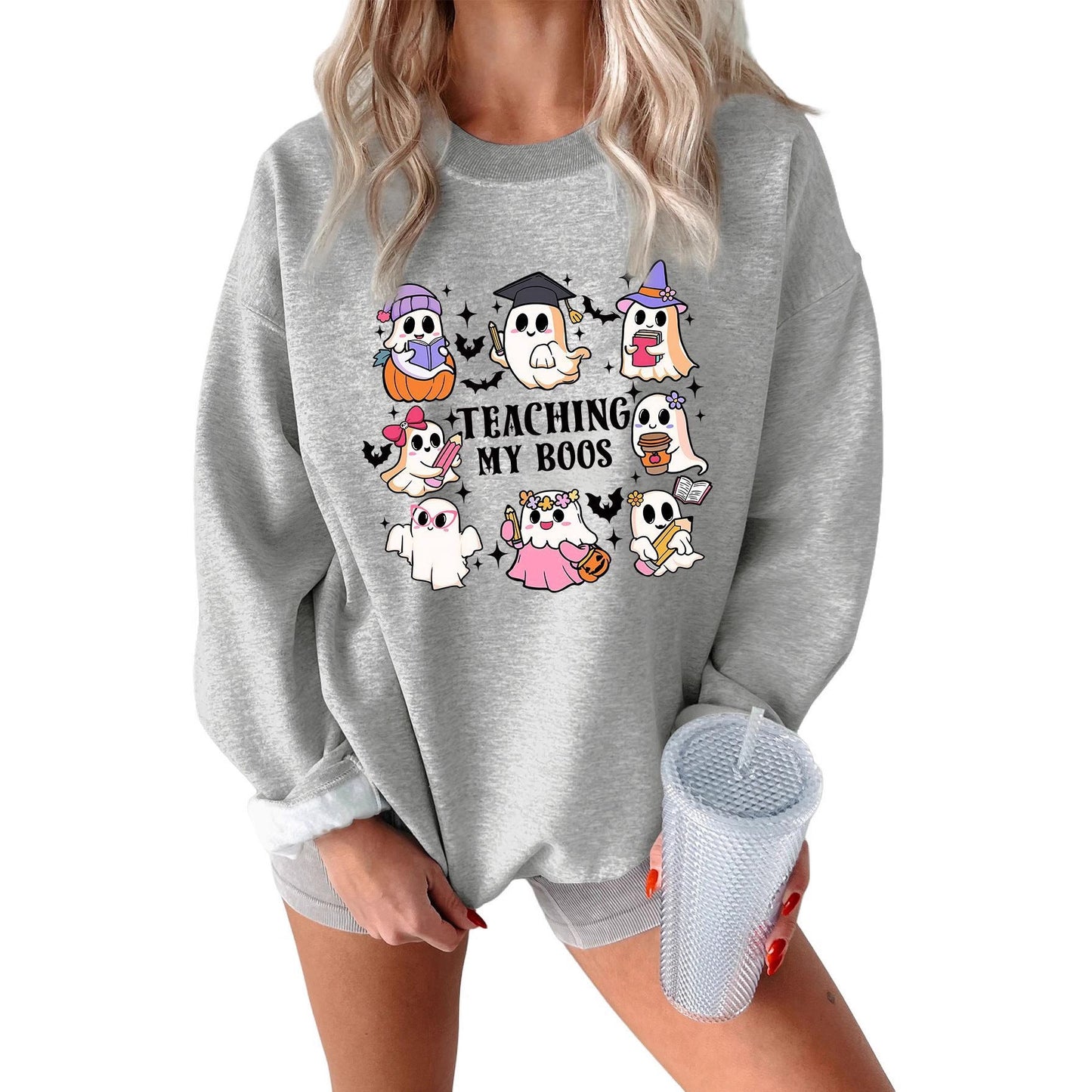 Damen Sweatshirt Halloween-Motiv Lässiger Schnitt Eveloria