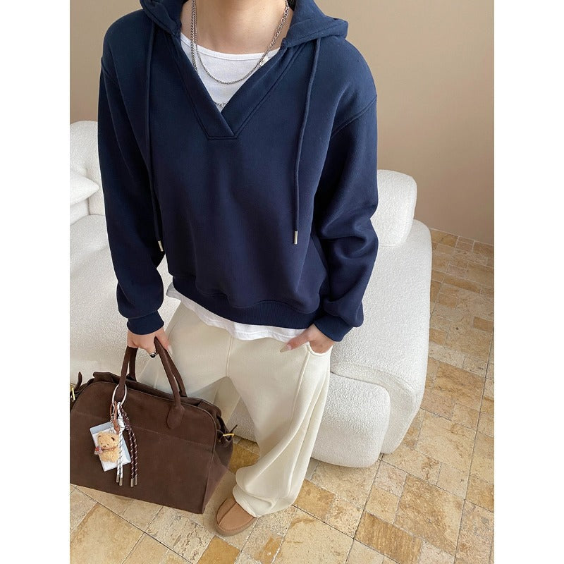 Damen Kapuzenpullover V-Ausschnitt Modern Zeitlos Eveloria - Eveloria