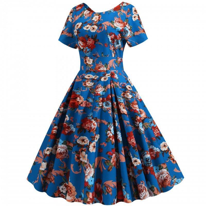 Damen Swingkleid Florales Design Tailliert