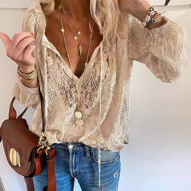 Eveloria Damenbluse mit Spitzenshirt Weiß - Eveloria
