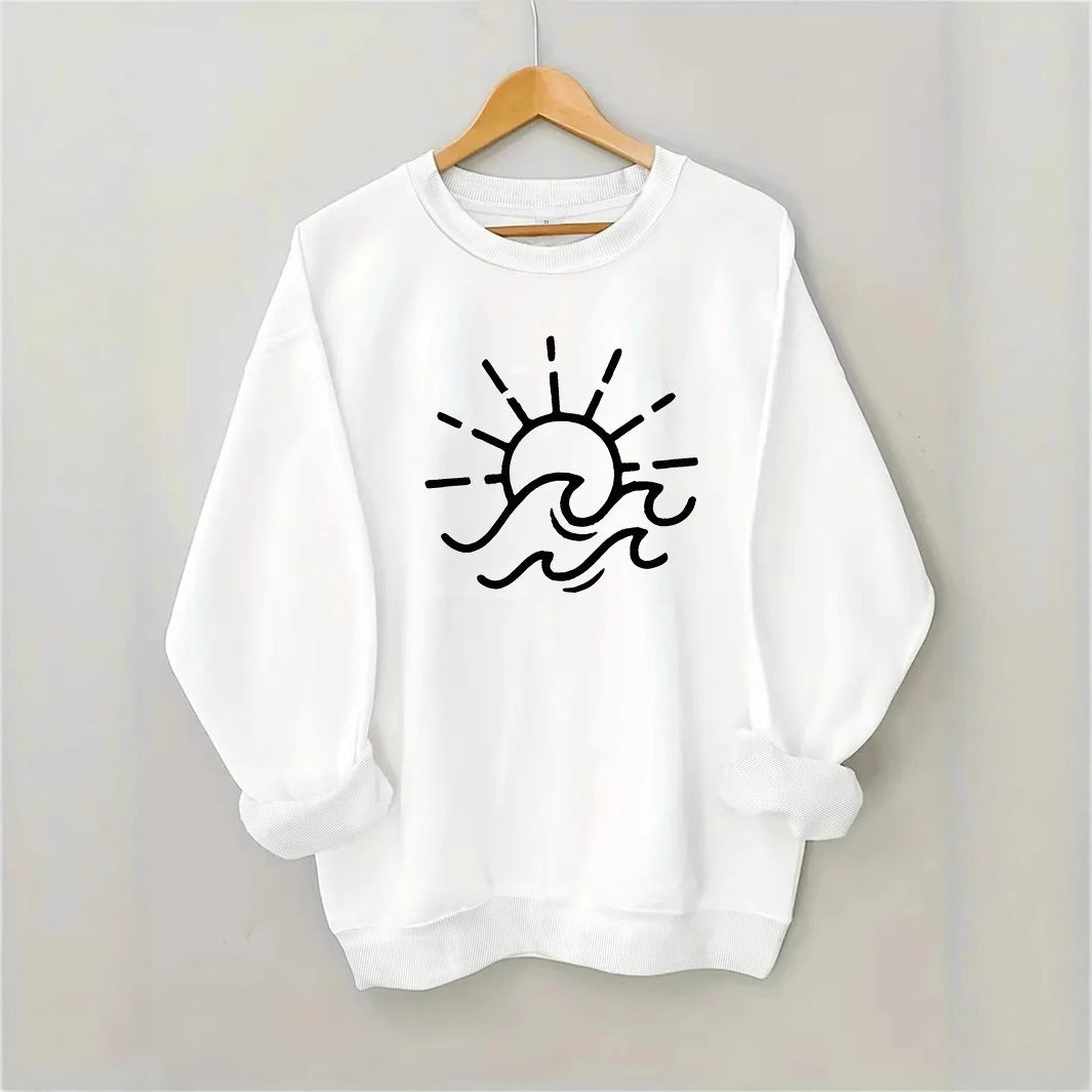 Damen Sweatshirt Sonnen Wellen Motiv Eveloria