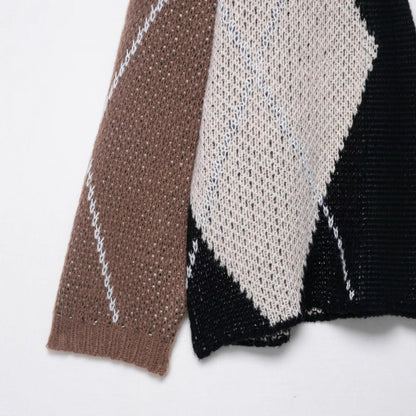 Damen Strickpullover Rautenmuster Eveloria