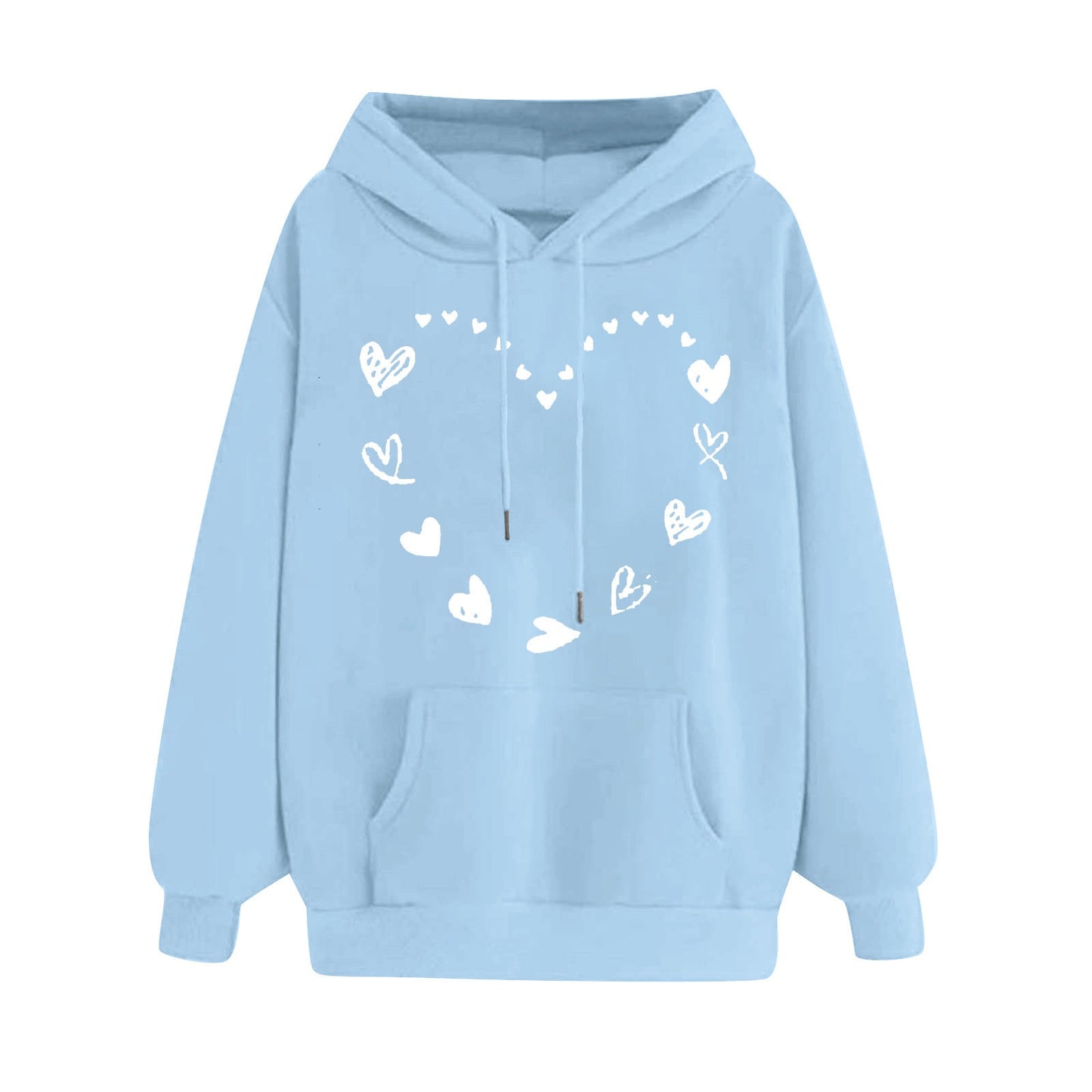 Damen Kapuzenpullover Herzmotiv Kängurutasche Bequem