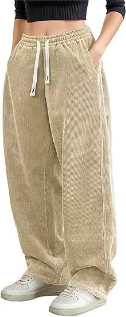 Damen Cordhose Weite Passform Elastischer Bund Eveloria