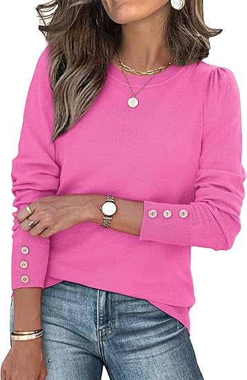 Damen Pullover Lässig Knopfdetails Eveloria