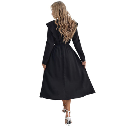Damen Maxikleid Rüschendetails Elastischer Taillenbund Eveloria