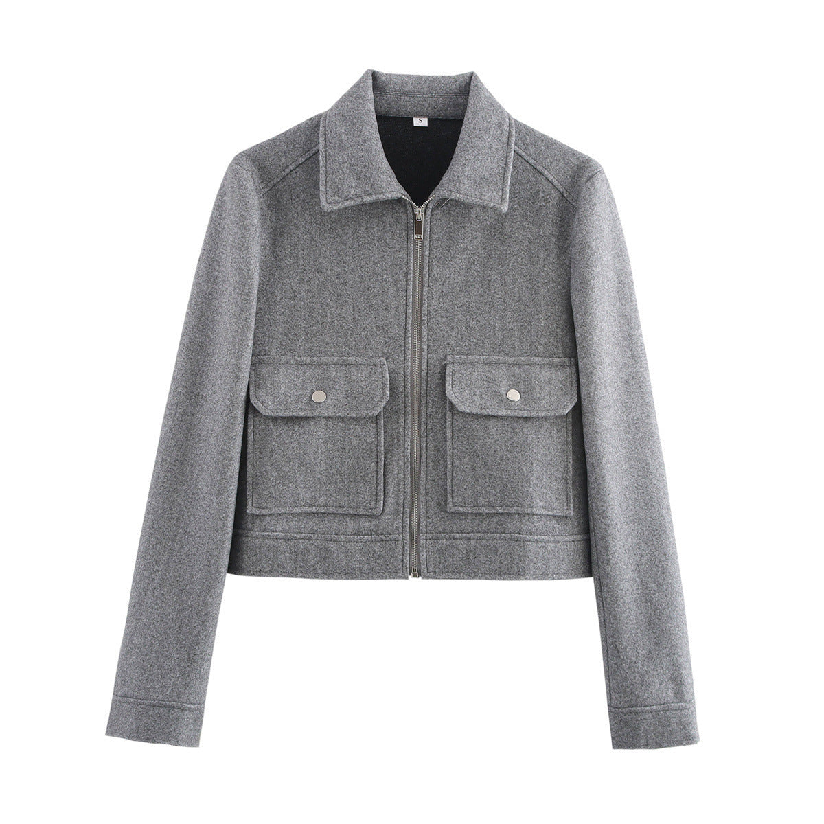 Damen Kurzjacke Lässiger Schnitt Praktische Taschen Eveloria