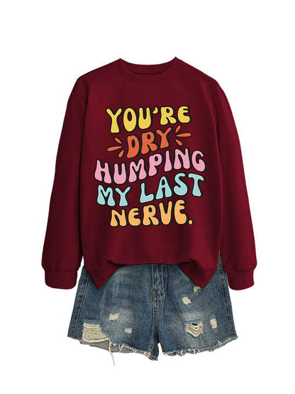 Damen Sweatshirt Lässiger Schnitt Comic-Slogan Grau Eveloria