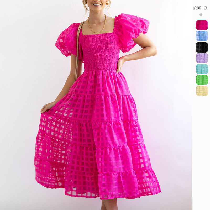 Damen Maxi-Kleid Puffärmel Elastisch Eveloria - Eveloria