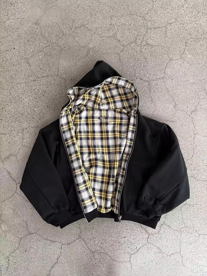 Damen Kapuzenjacke Kariertes Innenfutter Eveloria