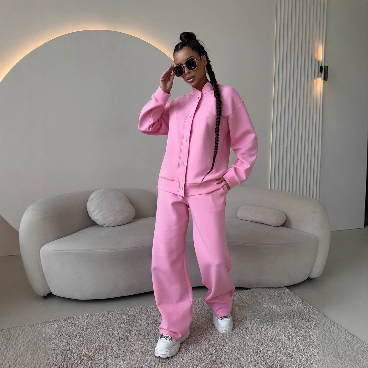 Damen Freizeitset mit Blusenjacke und weiten Hosen Eveloria