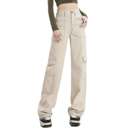 Damen High-Waist Cargo-Jeans mit Taschen Eveloria