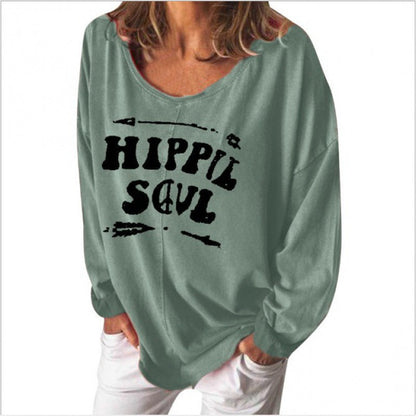 Damen Sweatshirt Hippie-Print Weit Schnitt