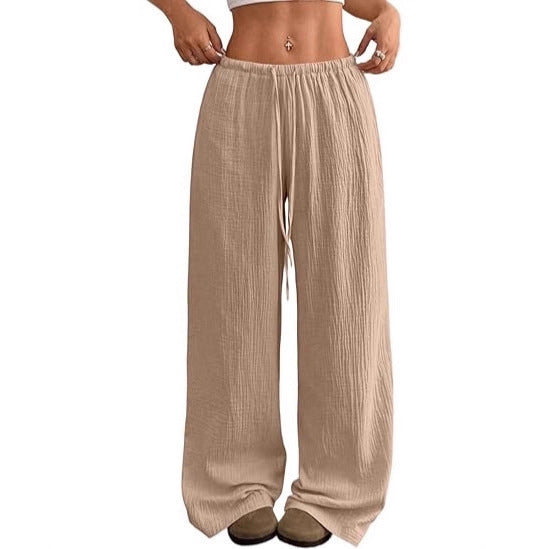 Damen Sommerhose Weite Luftdurchlässig Kordelzug Beige