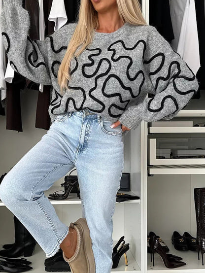 Damen Strickpullover Künstlermuster Eveloria