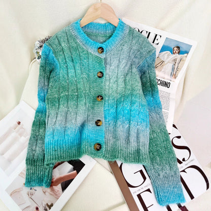 Damen Strickjacke Zopfmuster Farbverlauf Eveloria
