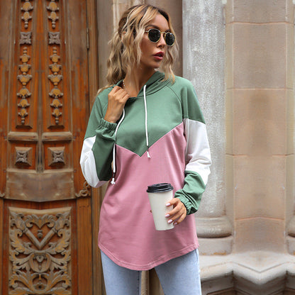 Damen Kapuzenpullover Modernes Farbblockdesign Eveloria