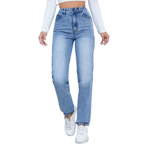 Damen High-Waist Straight-Leg Jeans Eveloria