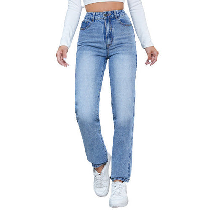 Damen High-Waist Straight-Leg Jeans Eveloria