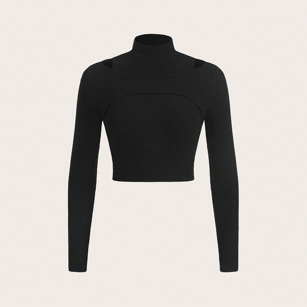 Damen Crop- Hochgeschlossen Cut-Out-Design Eveloria - Eveloria