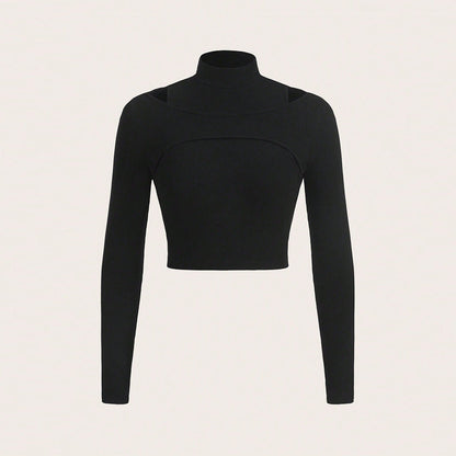 Damen Crop- Hochgeschlossen Cut-Out-Design Eveloria - Eveloria